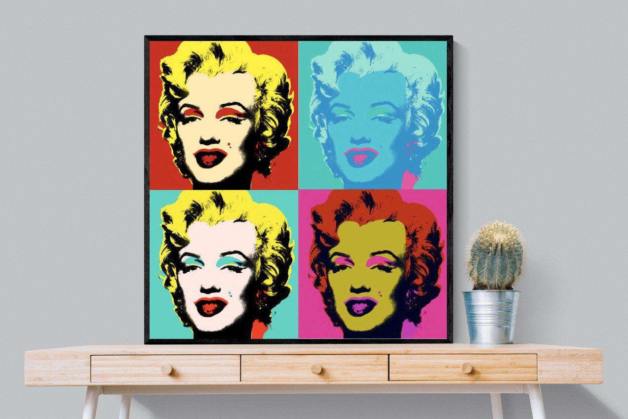 Marilyn Diptych-Wall_Art-100 x 100cm-Mounted Canvas-Black-Pixalot