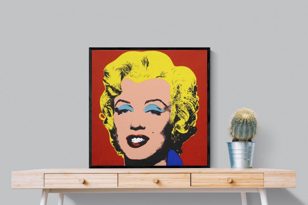 Marilyn Diptych Portrait-Wall_Art-80 x 80cm-Mounted Canvas-Black-Pixalot