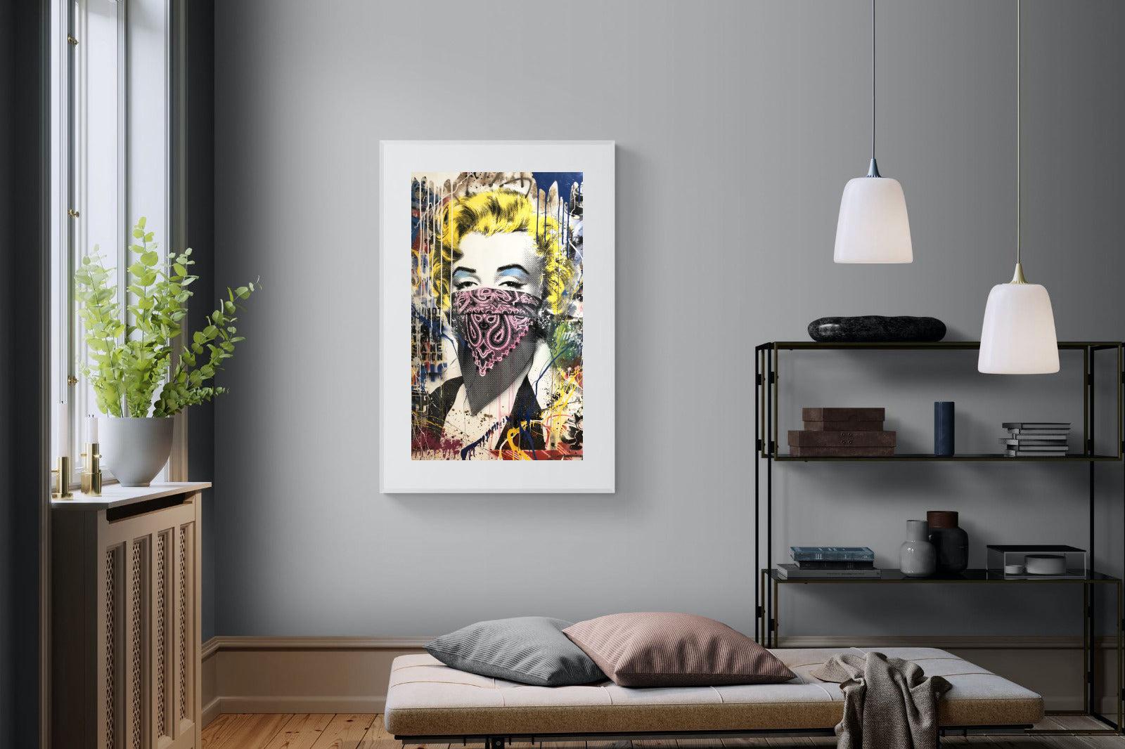 Marilyn Monroe Street Art-Wall_Art-100 x 150cm-Framed Print-White-Pixalot