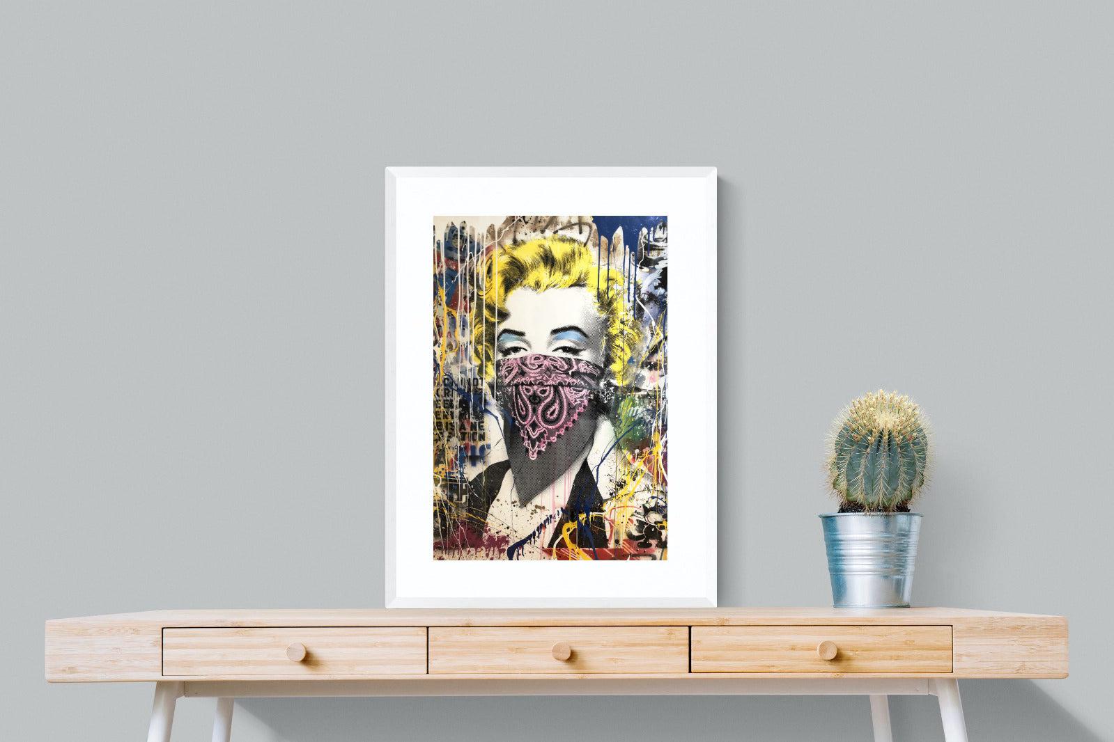 Marilyn Monroe Street Art-Wall_Art-60 x 80cm-Framed Print-White-Pixalot