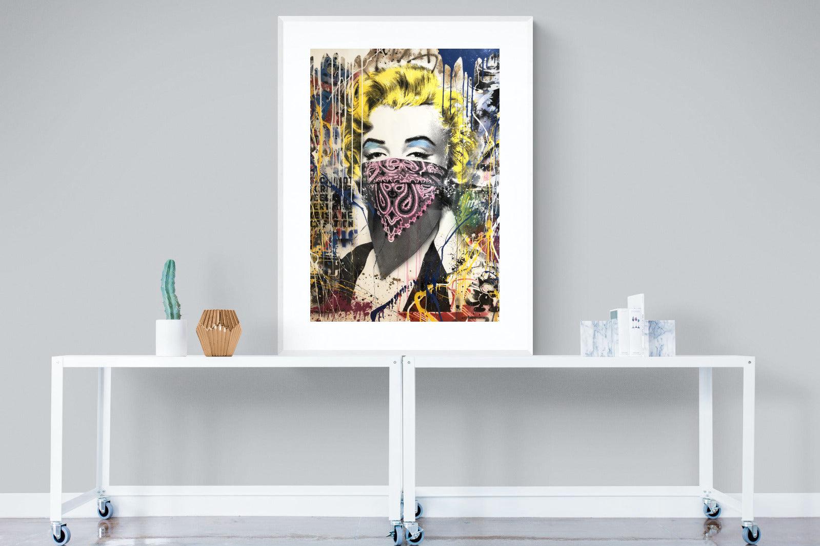 Marilyn Monroe Street Art-Wall_Art-90 x 120cm-Framed Print-White-Pixalot