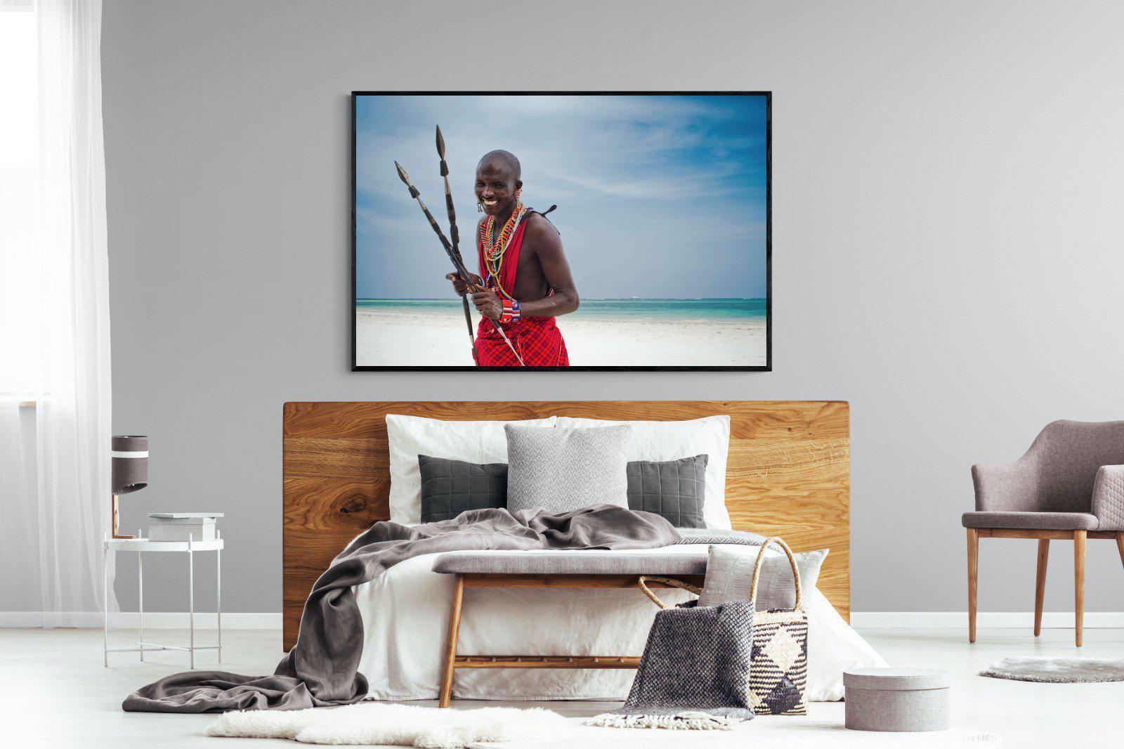 Masai Smile-Wall_Art-150 x 100cm-Mounted Canvas-Black-Pixalot