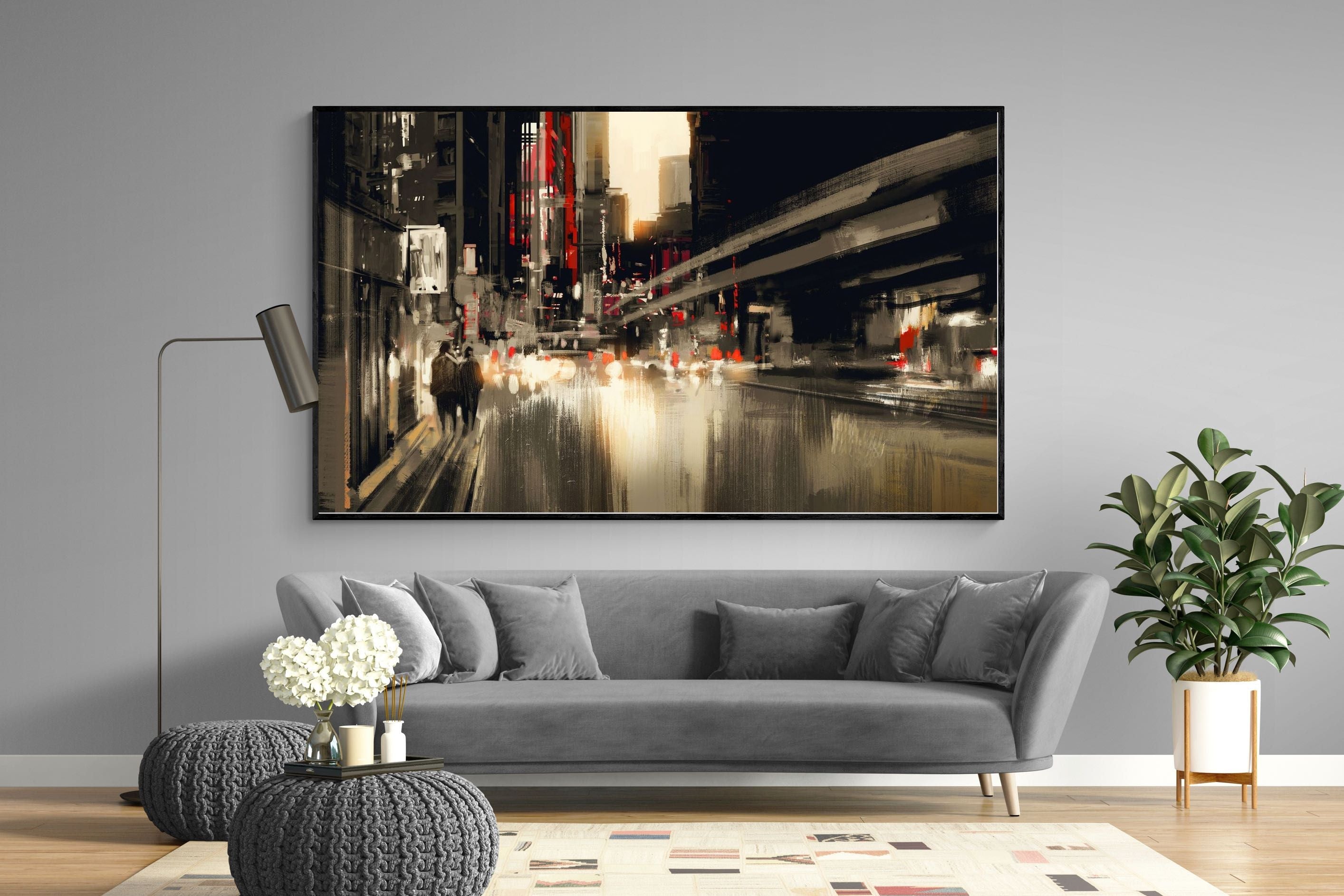 Metro-Wall_Art-220 x 130cm-Mounted Canvas-Black-Pixalot