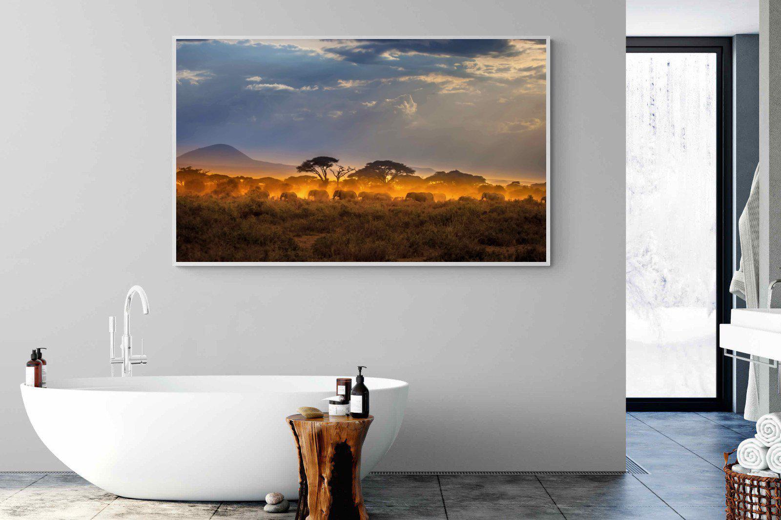 Migrating Elephants-Wall_Art-180 x 110cm-Mounted Canvas-White-Pixalot