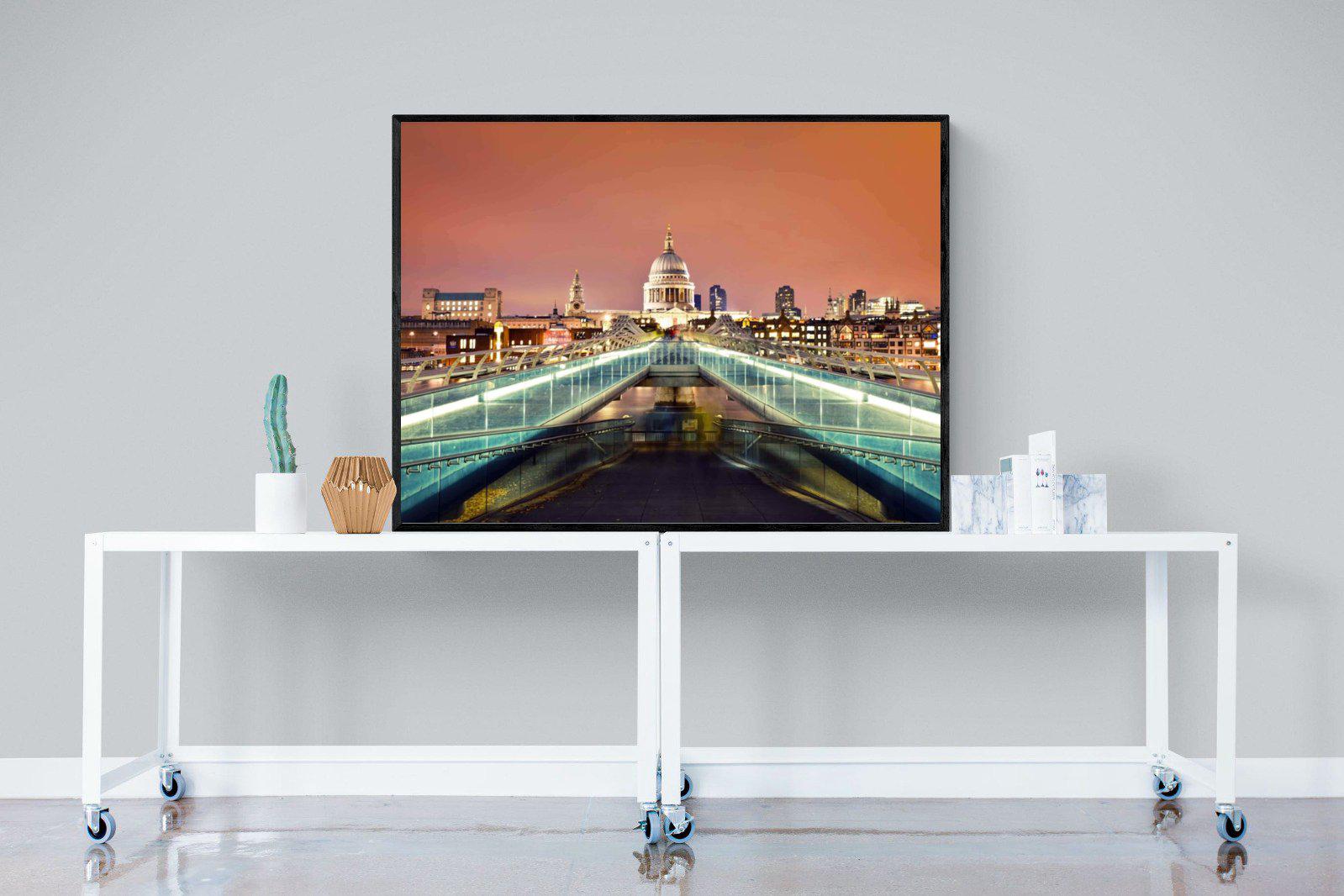 Millenium Bridge-Wall_Art-120 x 90cm-Mounted Canvas-Black-Pixalot