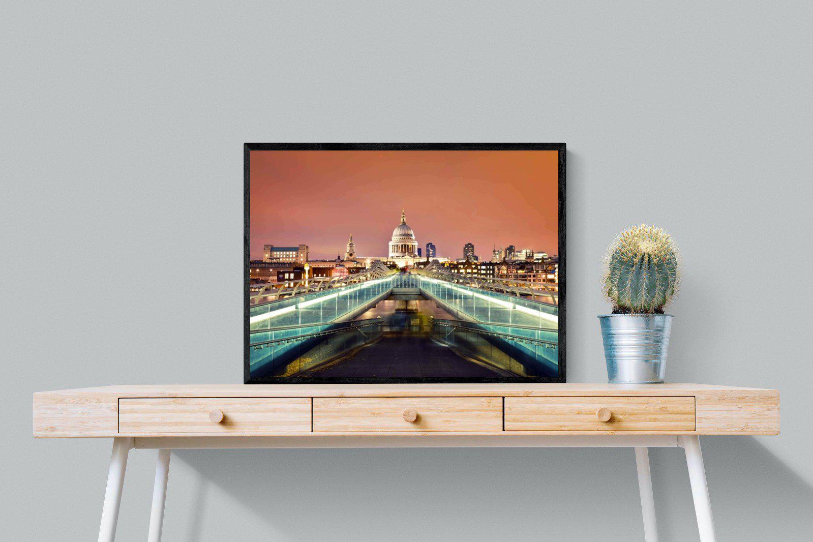 Millenium Bridge-Wall_Art-80 x 60cm-Mounted Canvas-Black-Pixalot