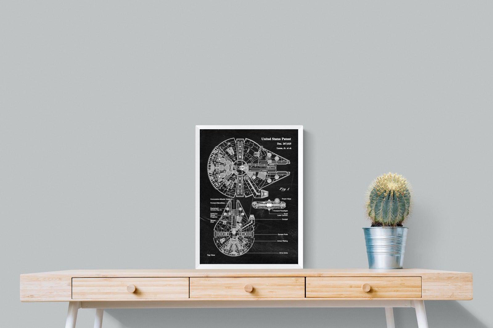 Millennium Falcon Blueprint-Wall_Art-45 x 60cm-Mounted Canvas-White-Pixalot