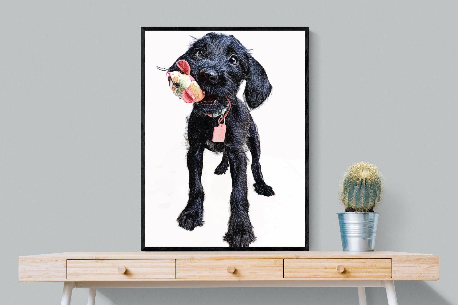 Mini Pup-Wall_Art-75 x 100cm-Mounted Canvas-Black-Pixalot