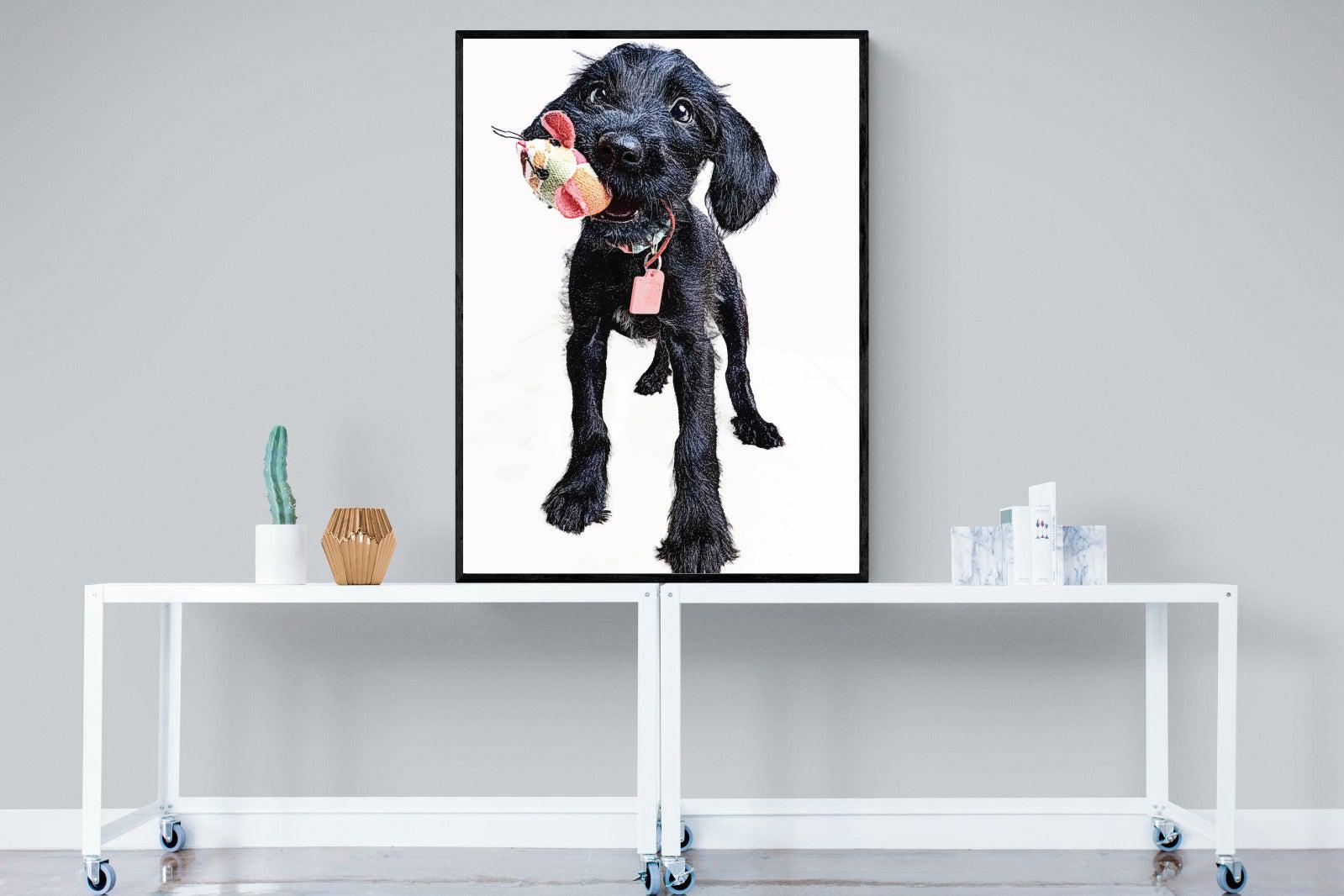 Mini Pup-Wall_Art-90 x 120cm-Mounted Canvas-Black-Pixalot