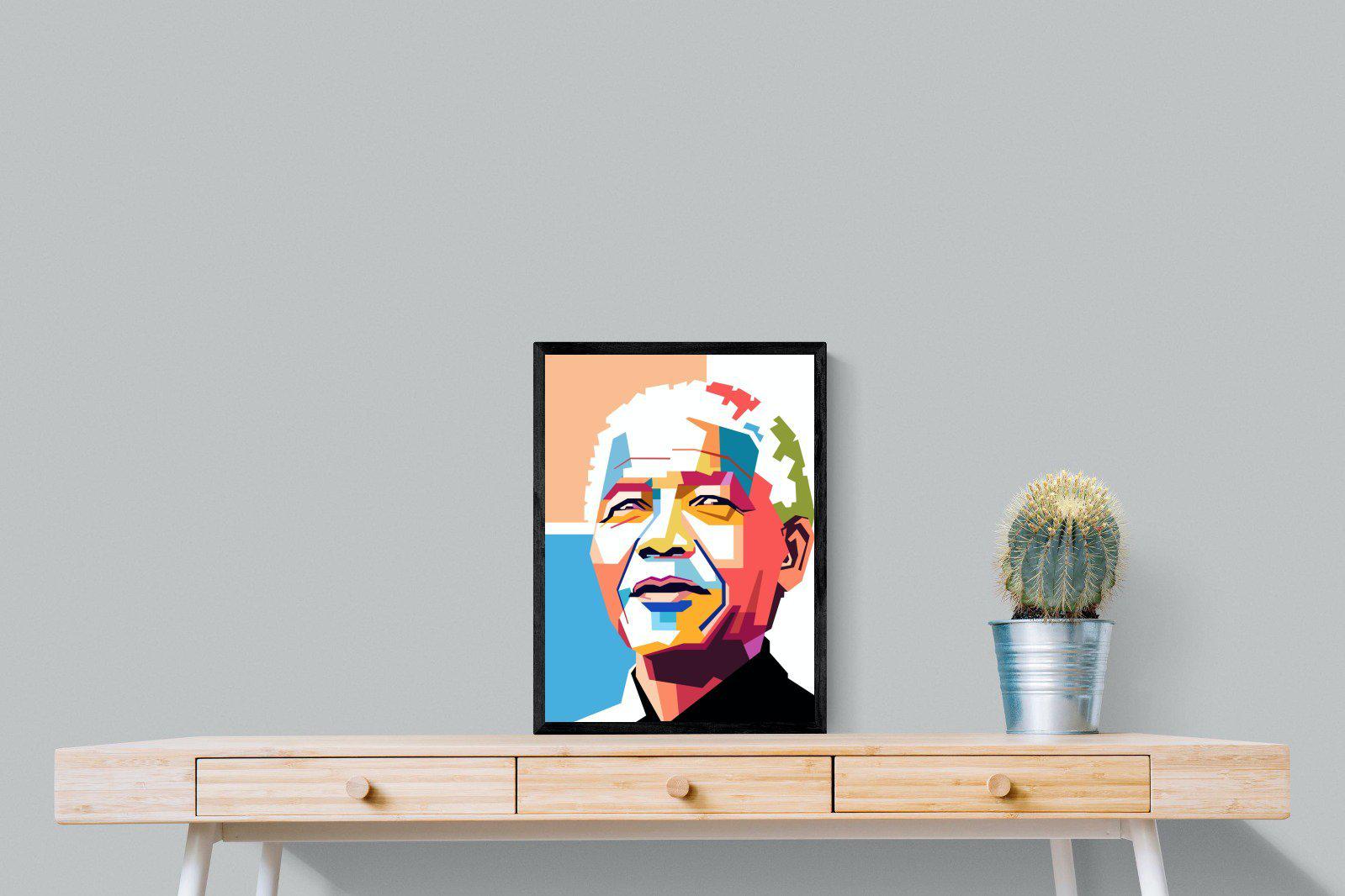 Modern Madiba-Wall_Art-45 x 60cm-Mounted Canvas-Black-Pixalot