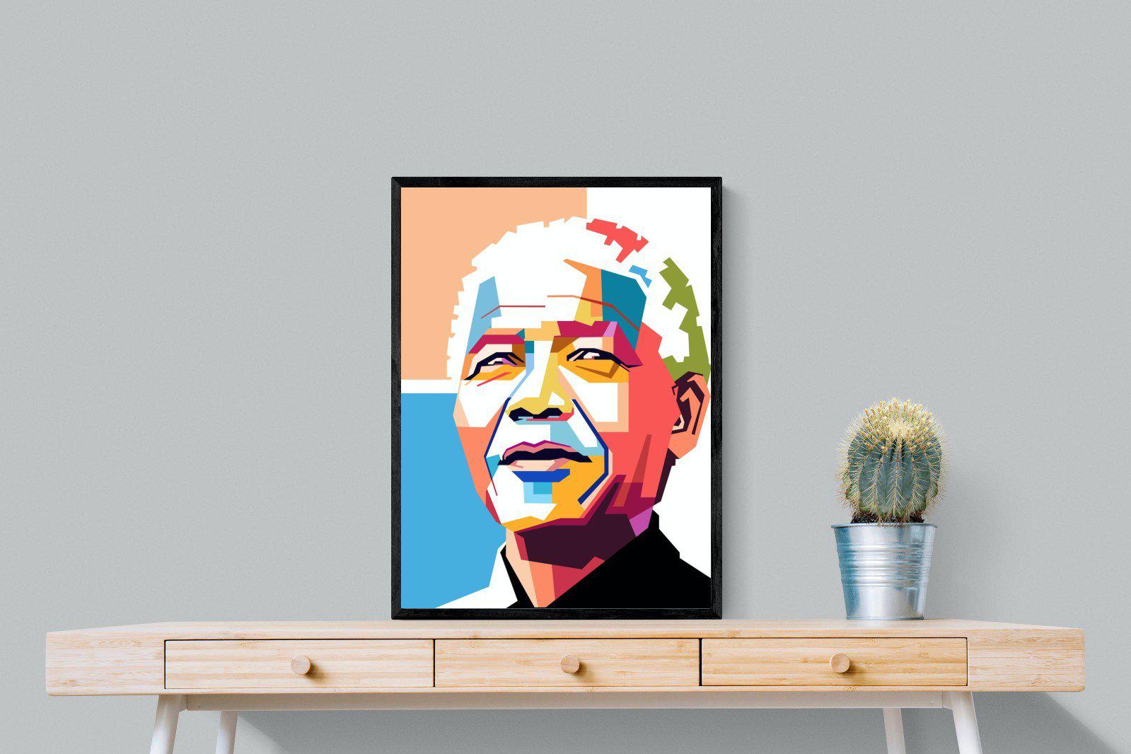 Modern Madiba-Wall_Art-60 x 80cm-Mounted Canvas-Black-Pixalot