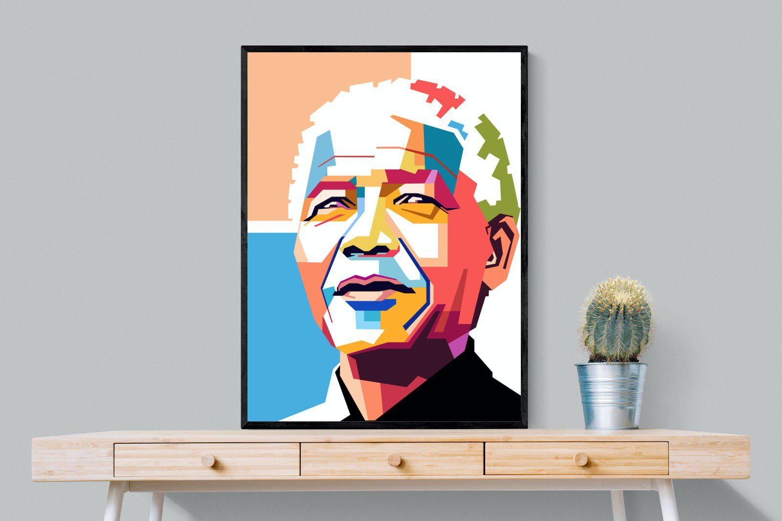 Modern Madiba-Wall_Art-75 x 100cm-Mounted Canvas-Black-Pixalot
