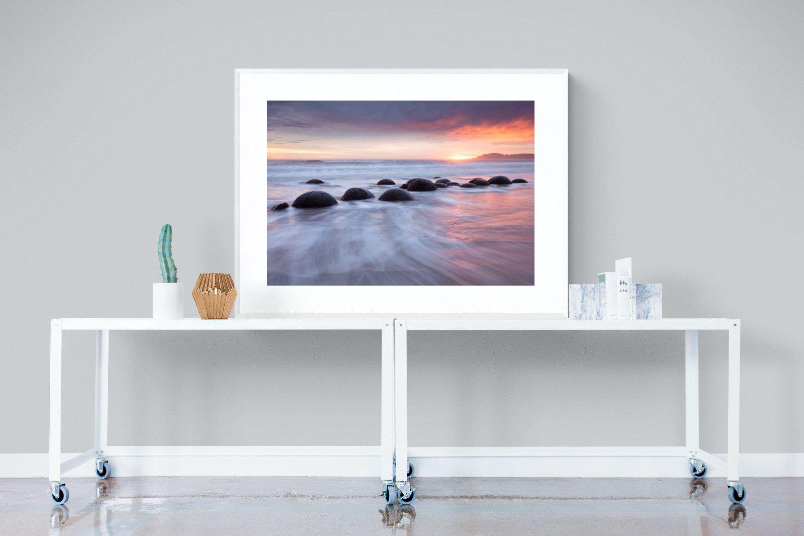 Moeraki Boulders-Wall_Art-120 x 90cm-Framed Print-White-Pixalot