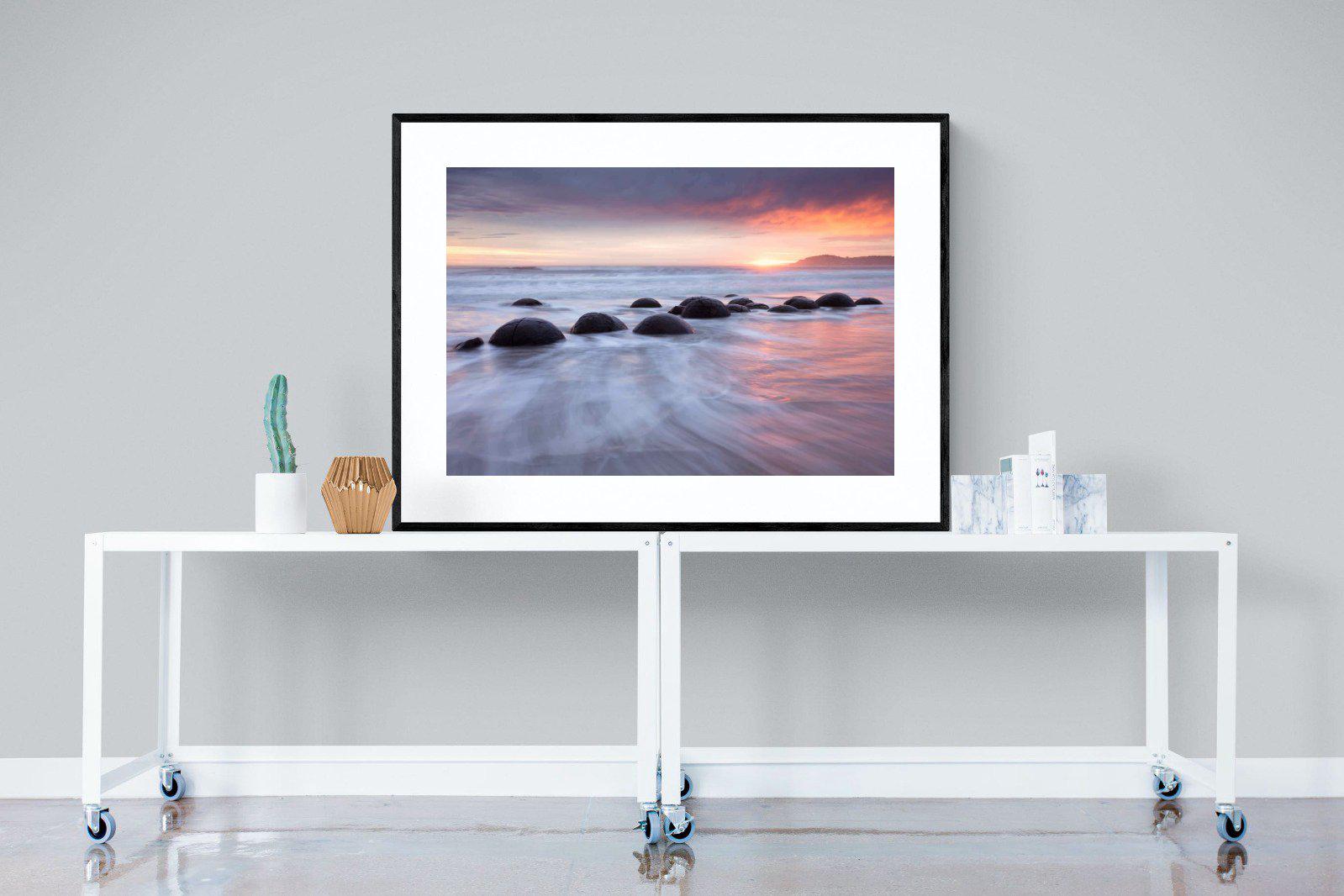 Moeraki Boulders-Wall_Art-120 x 90cm-Framed Print-Black-Pixalot