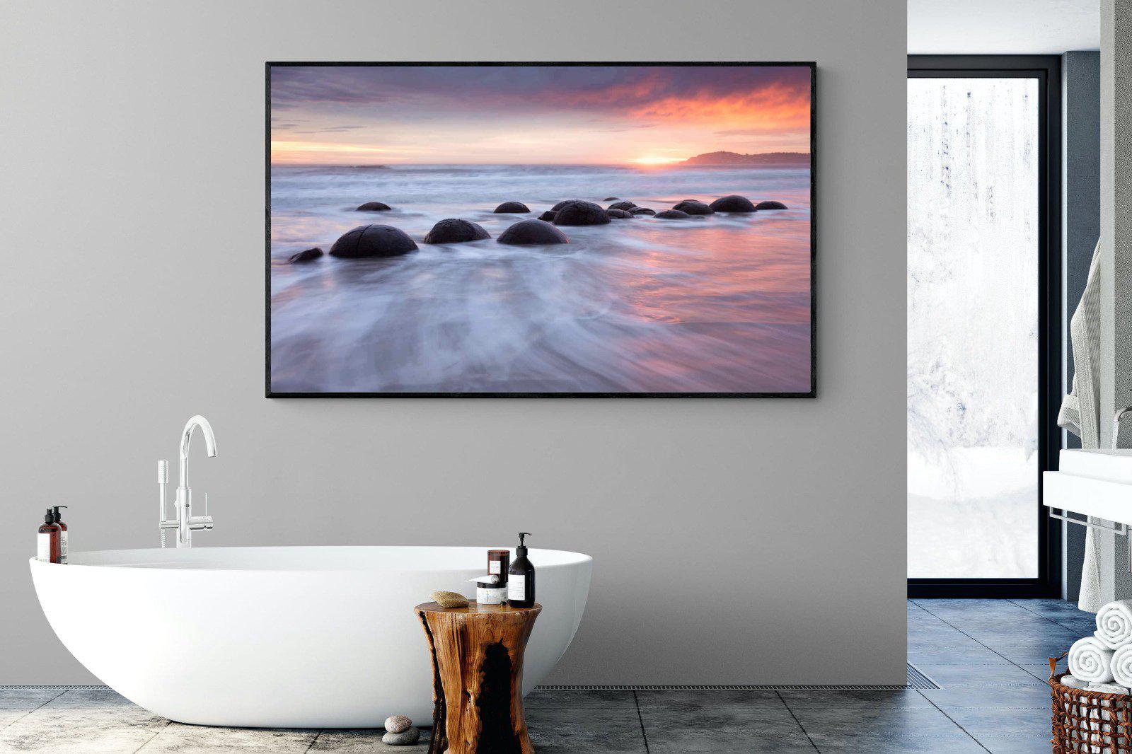 Moeraki Boulders-Wall_Art-180 x 110cm-Mounted Canvas-Black-Pixalot