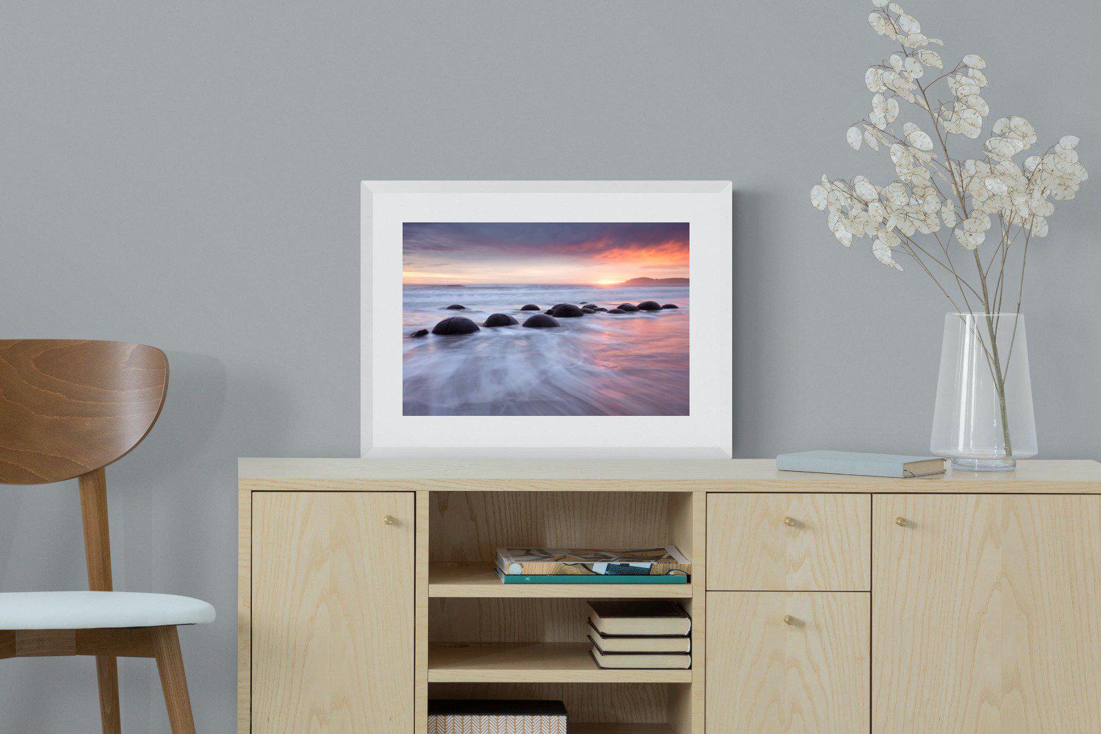 Moeraki Boulders-Wall_Art-60 x 45cm-Framed Print-White-Pixalot