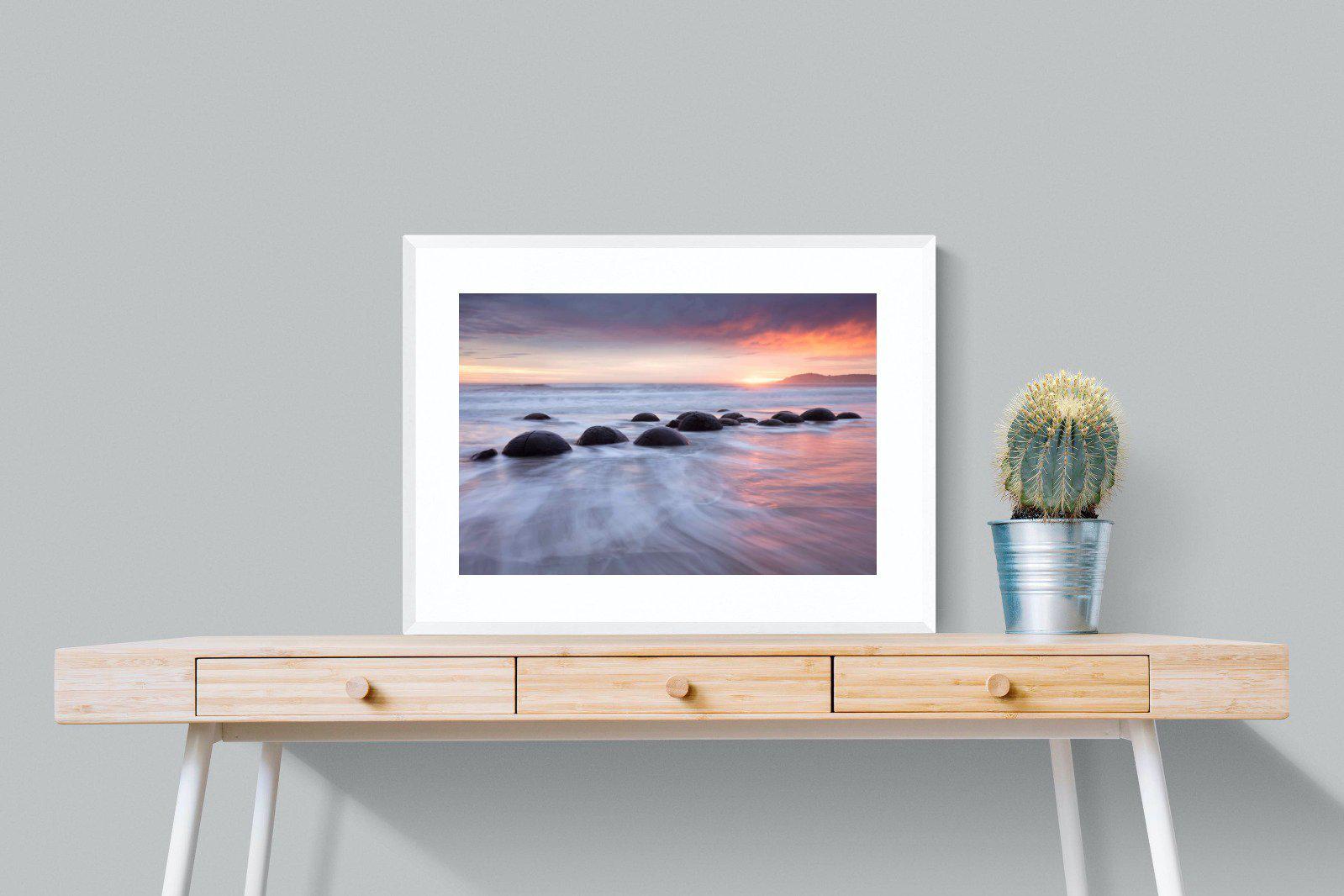 Moeraki Boulders-Wall_Art-80 x 60cm-Framed Print-White-Pixalot