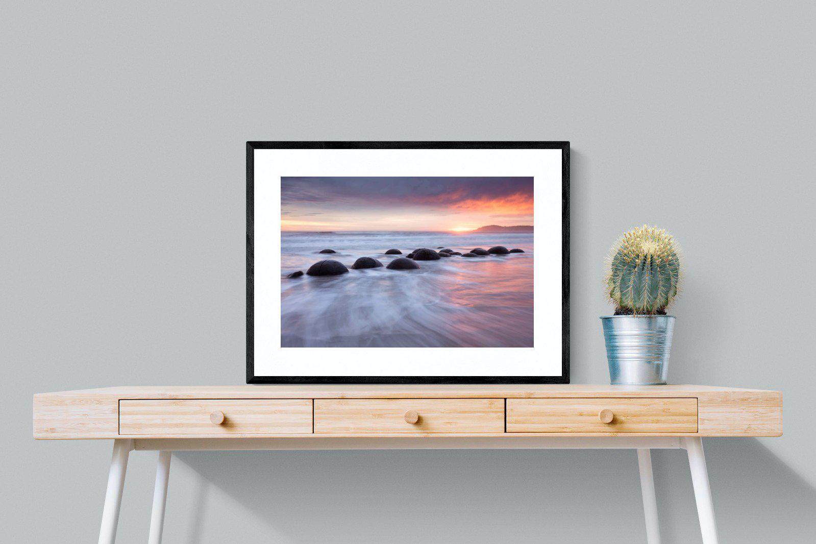 Moeraki Boulders-Wall_Art-80 x 60cm-Framed Print-Black-Pixalot