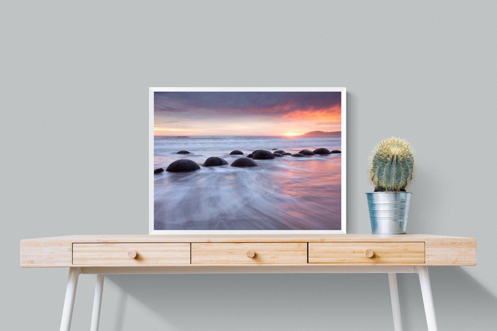 Moeraki Boulders-Wall_Art-80 x 60cm-Mounted Canvas-White-Pixalot