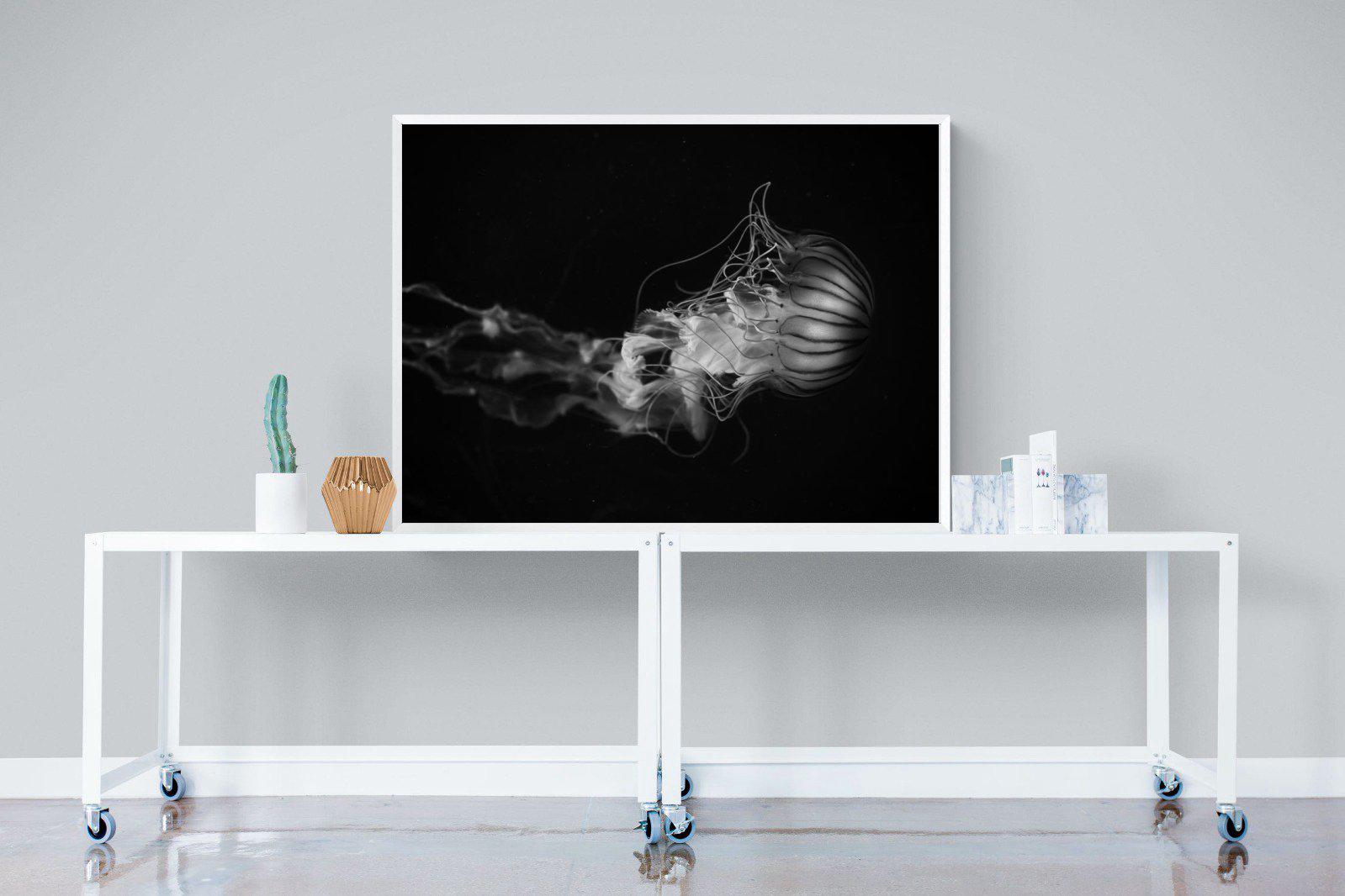 Monochromatic Jellyfish-Wall_Art-120 x 90cm-Mounted Canvas-White-Pixalot