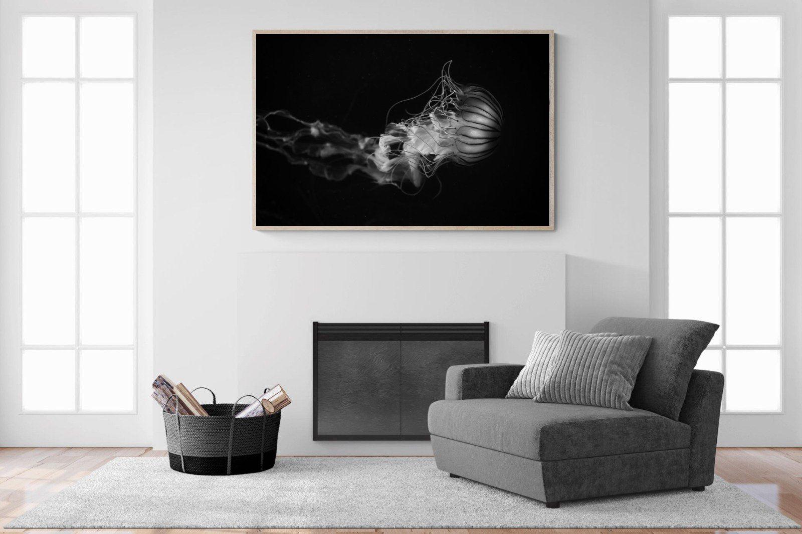 Monochromatic Jellyfish-Wall_Art-150 x 100cm-Mounted Canvas-Wood-Pixalot