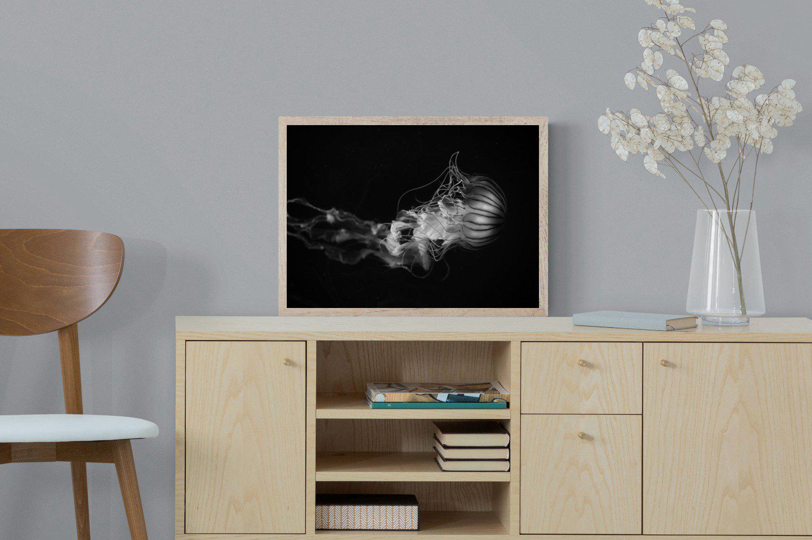 Monochromatic Jellyfish-Wall_Art-60 x 45cm-Mounted Canvas-Wood-Pixalot