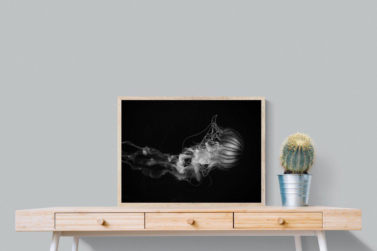 Monochromatic Jellyfish-Wall_Art-80 x 60cm-Mounted Canvas-Wood-Pixalot