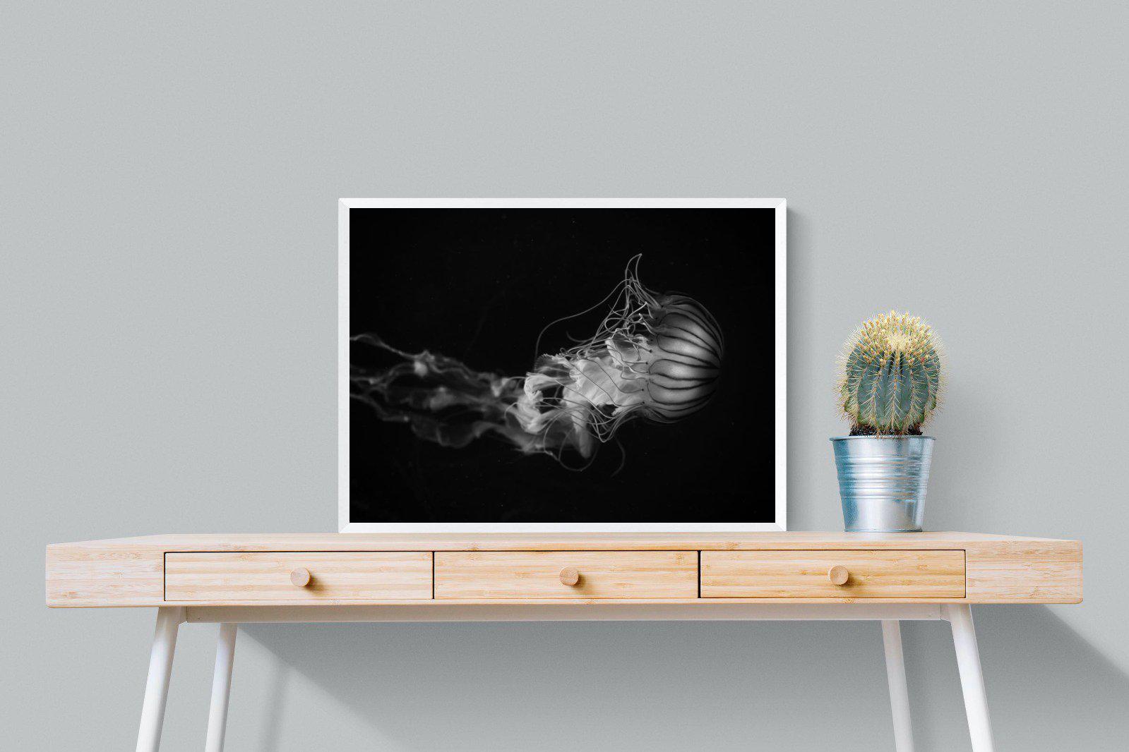 Monochromatic Jellyfish-Wall_Art-80 x 60cm-Mounted Canvas-White-Pixalot