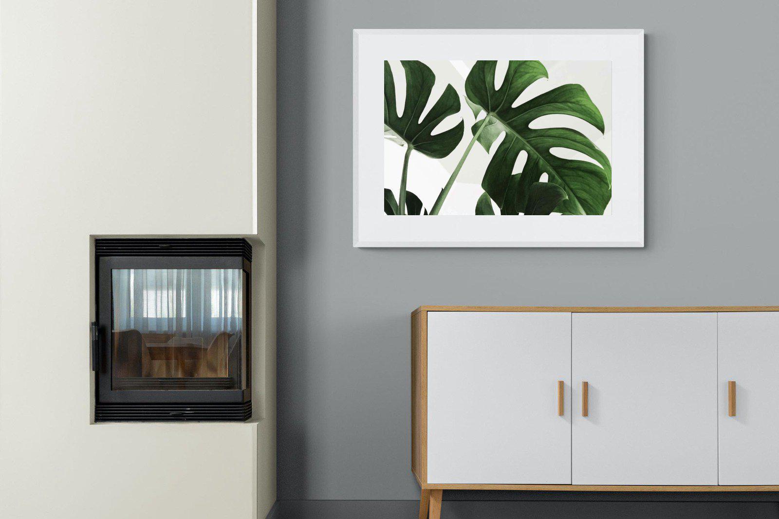 Monstera-Wall_Art-100 x 75cm-Framed Print-White-Pixalot