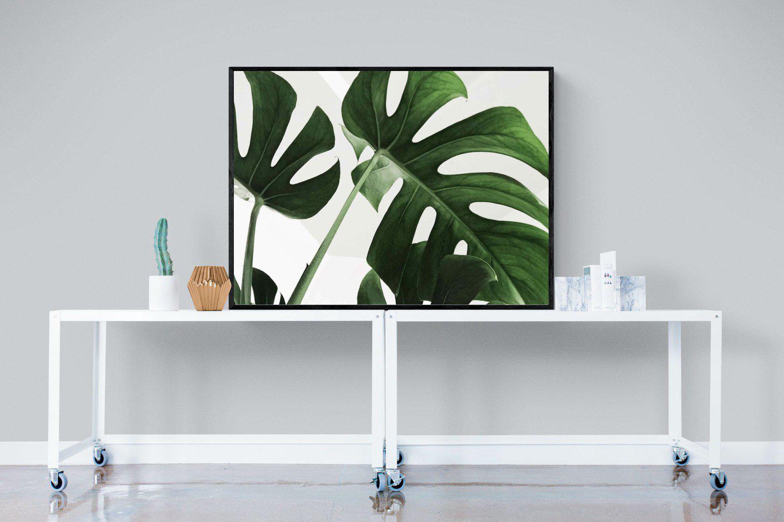 Monstera-Wall_Art-120 x 90cm-Mounted Canvas-Black-Pixalot