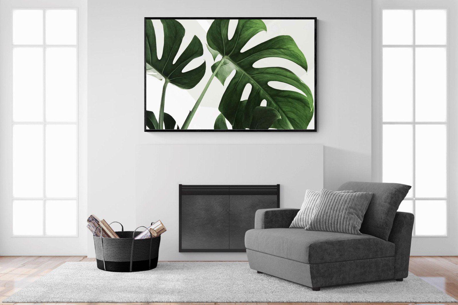 Monstera-Wall_Art-150 x 100cm-Mounted Canvas-Black-Pixalot