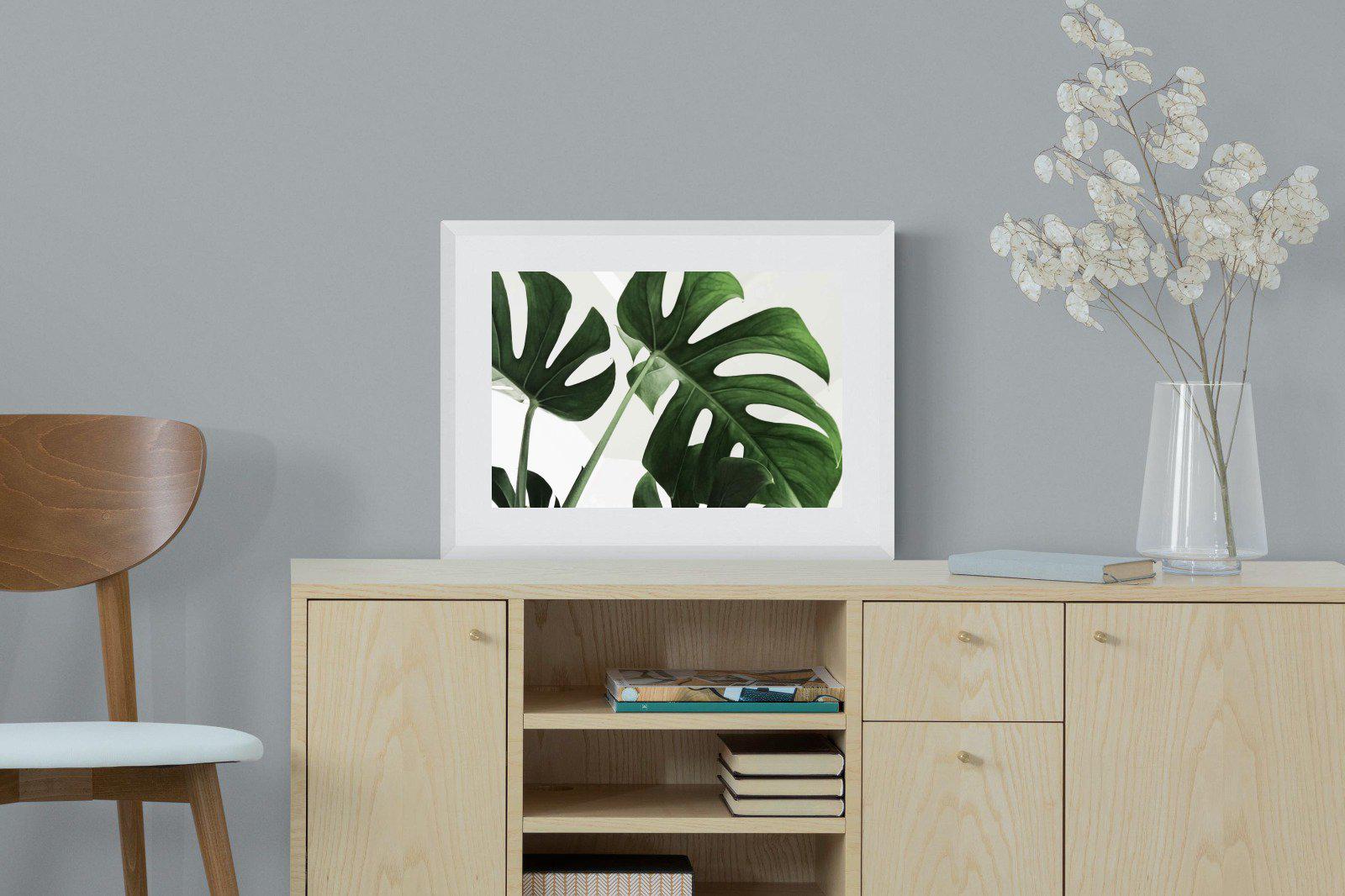 Monstera-Wall_Art-60 x 45cm-Framed Print-White-Pixalot