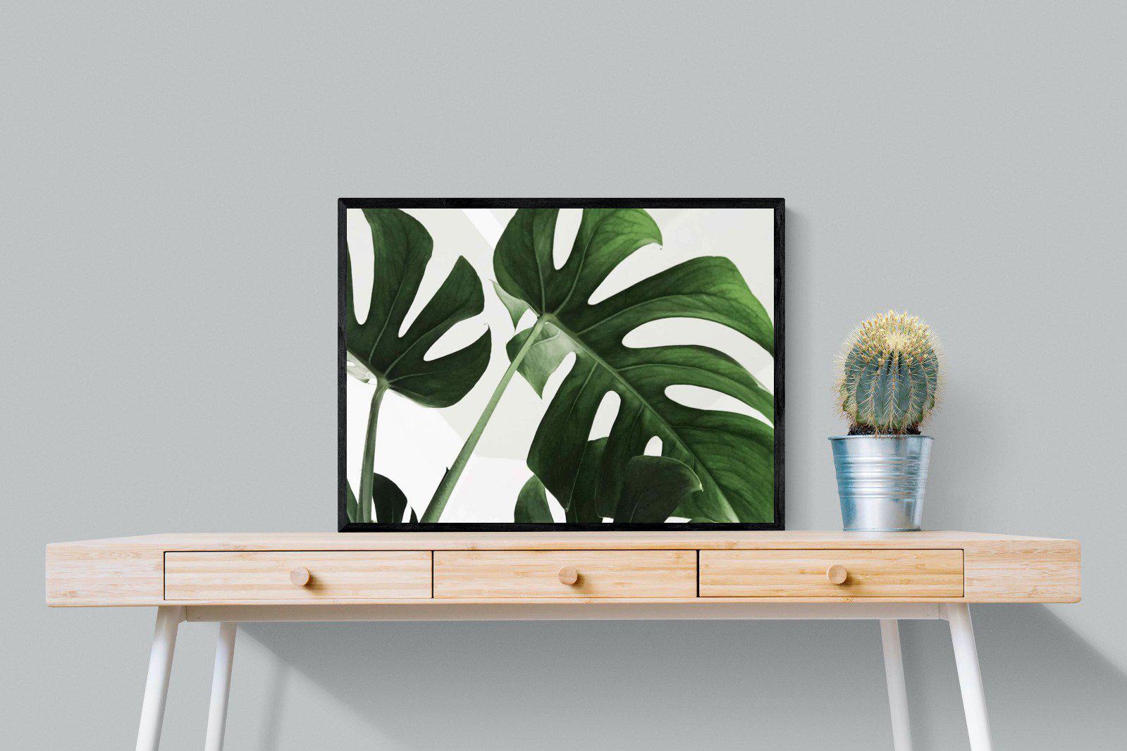 Monstera-Wall_Art-80 x 60cm-Mounted Canvas-Black-Pixalot