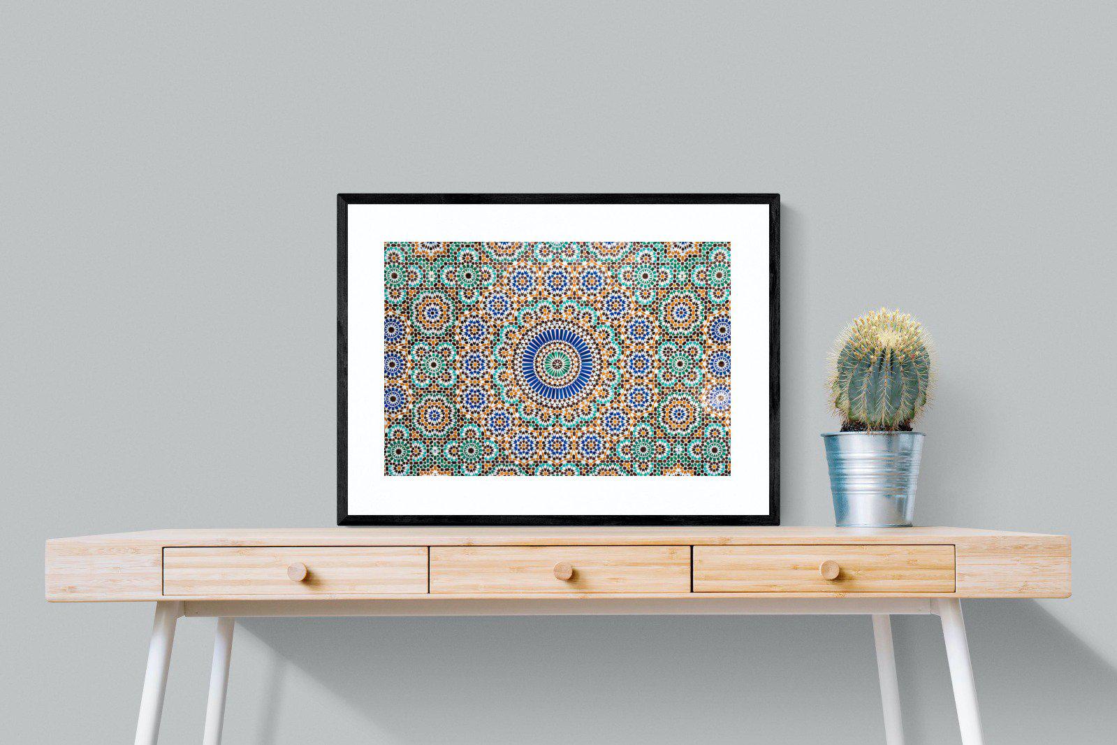 Moroccan Tiles-Wall_Art-80 x 60cm-Framed Print-Black-Pixalot