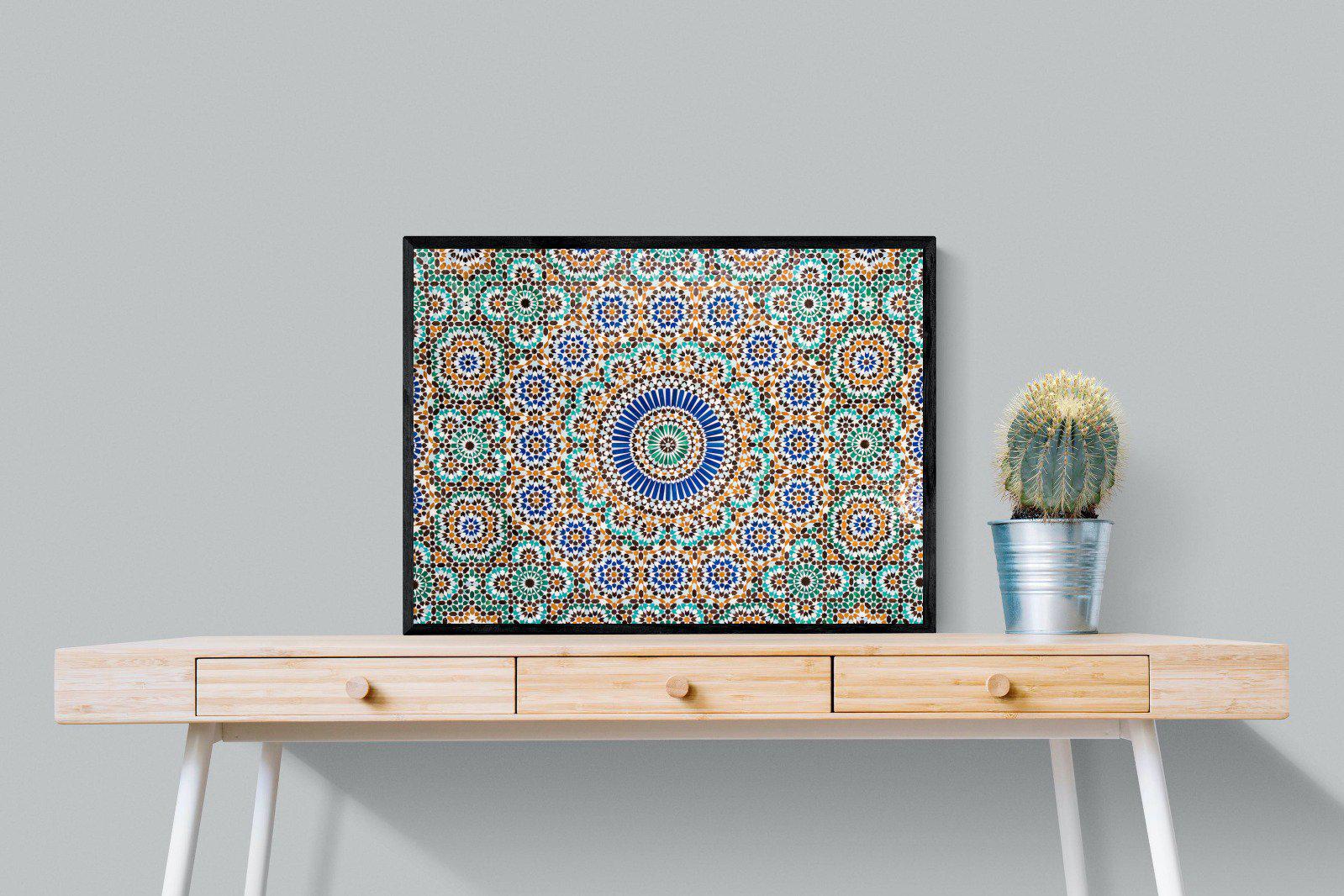 Moroccan Tiles-Wall_Art-80 x 60cm-Mounted Canvas-Black-Pixalot