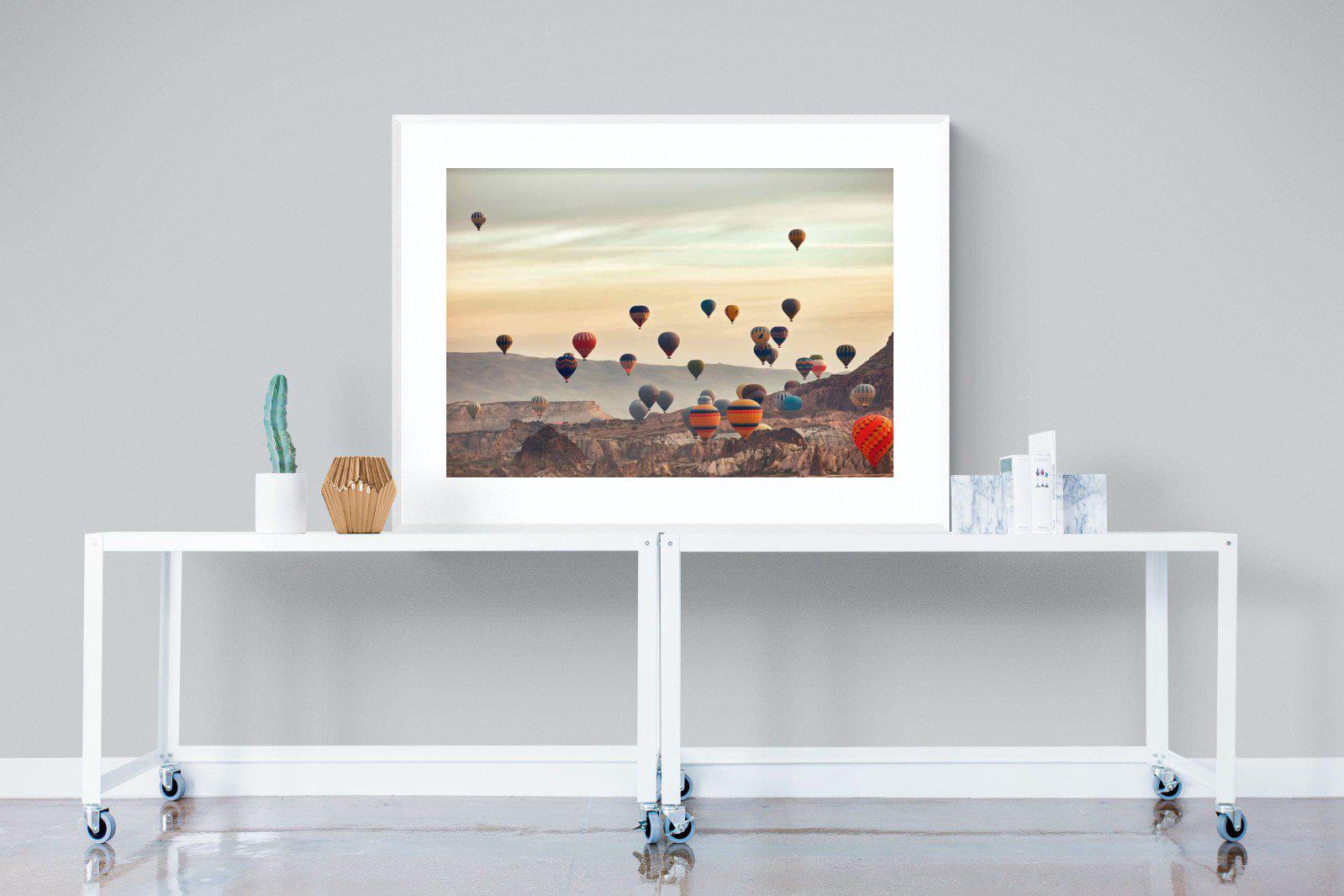 Mountain Balloons-Wall_Art-120 x 90cm-Framed Print-White-Pixalot