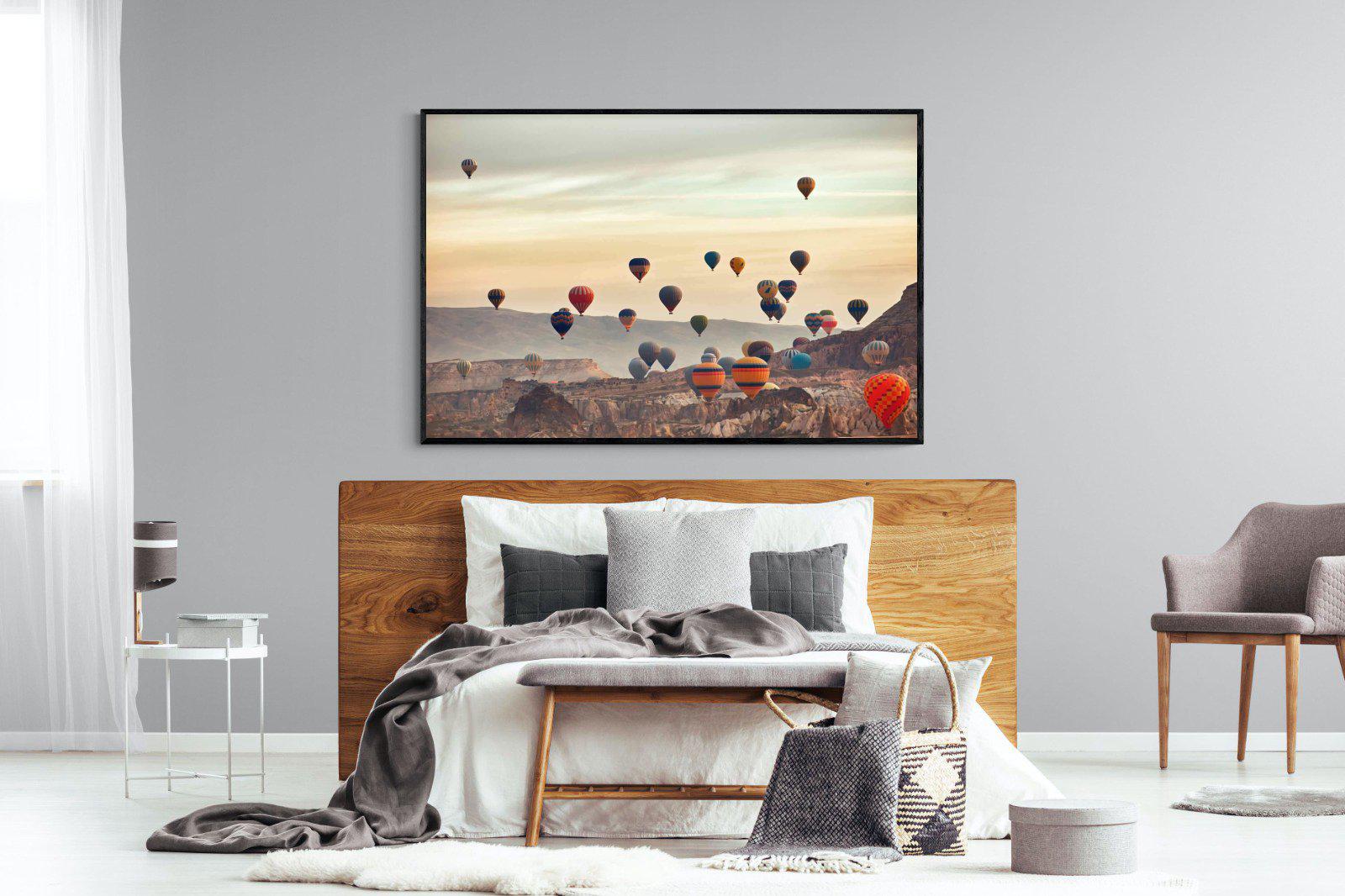 Mountain Balloons-Wall_Art-150 x 100cm-Mounted Canvas-Black-Pixalot