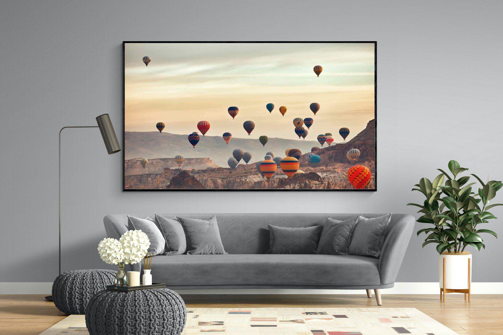 Mountain Balloons-Wall_Art-220 x 130cm-Mounted Canvas-Black-Pixalot