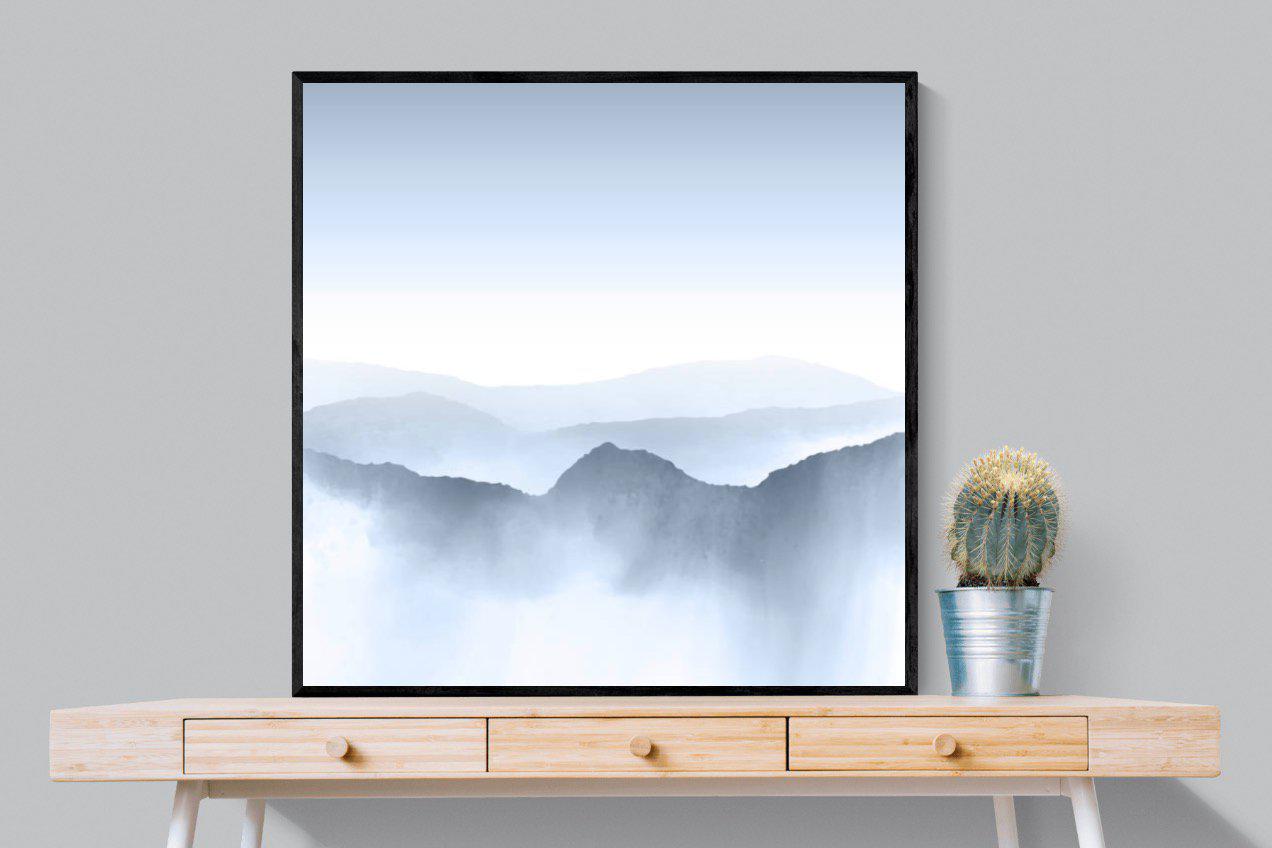 Mountains Watercolour-Wall_Art-100 x 100cm-Mounted Canvas-Black-Pixalot