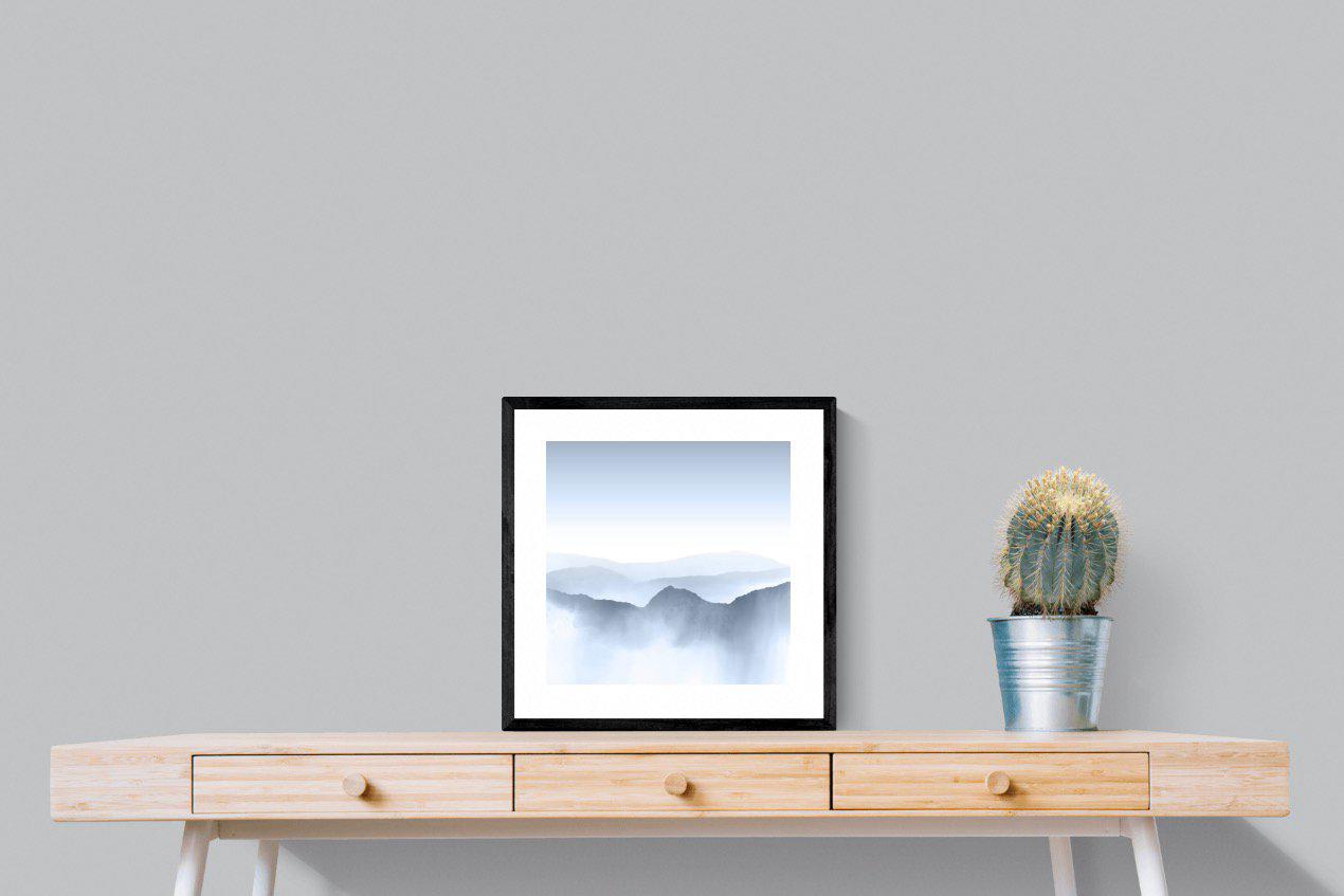 Mountains Watercolour-Wall_Art-50 x 50cm-Framed Print-Black-Pixalot