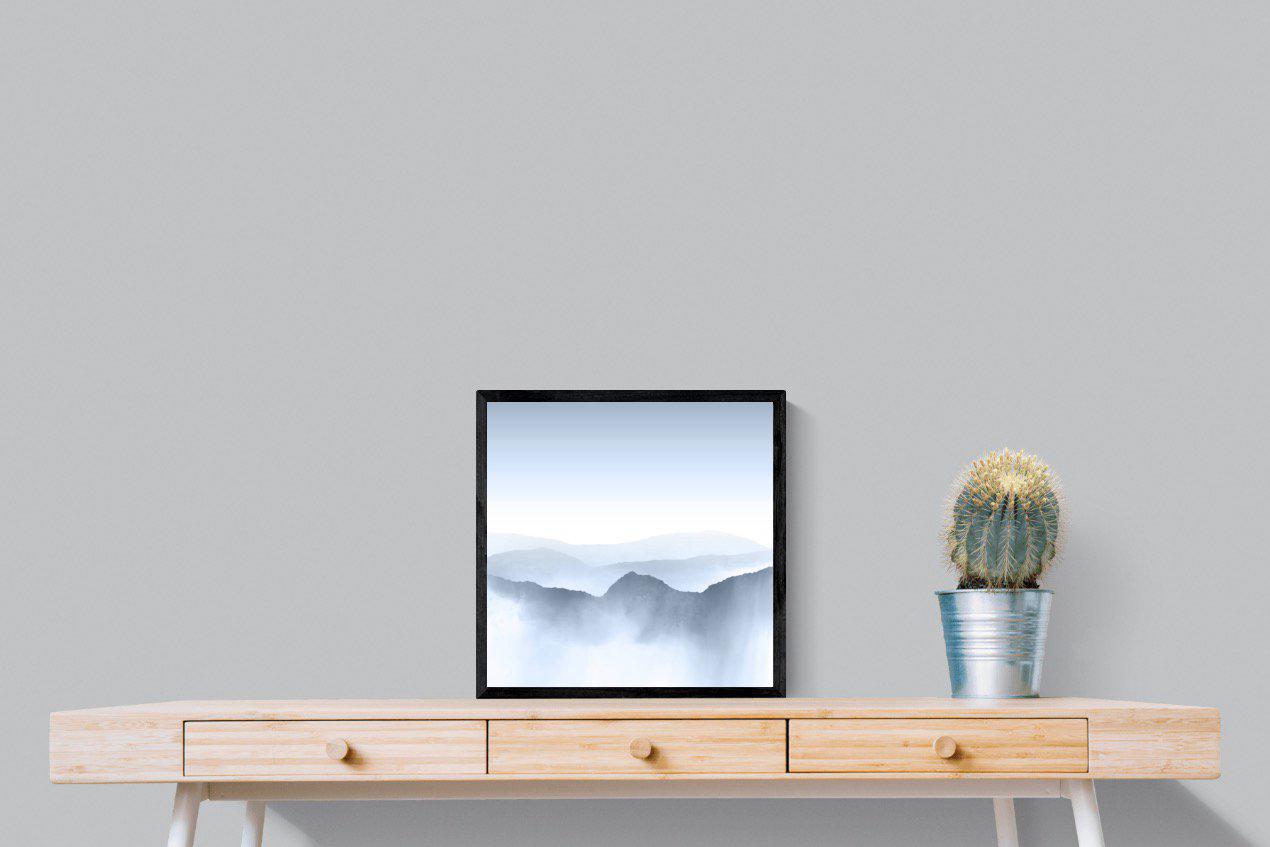 Mountains Watercolour-Wall_Art-50 x 50cm-Mounted Canvas-Black-Pixalot