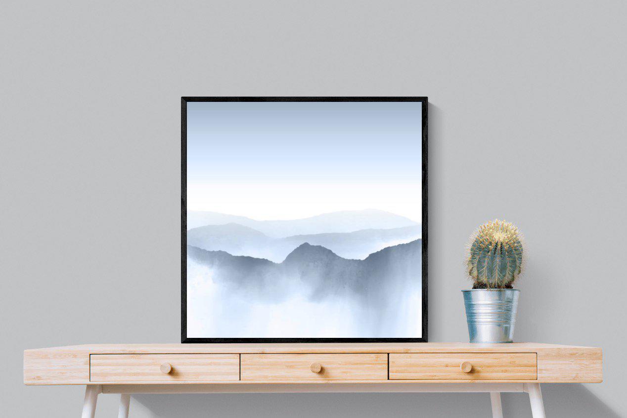 Mountains Watercolour-Wall_Art-80 x 80cm-Mounted Canvas-Black-Pixalot