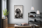 Mursi Woman-Wall_Art-100 x 150cm-Mounted Canvas-Black-Pixalot