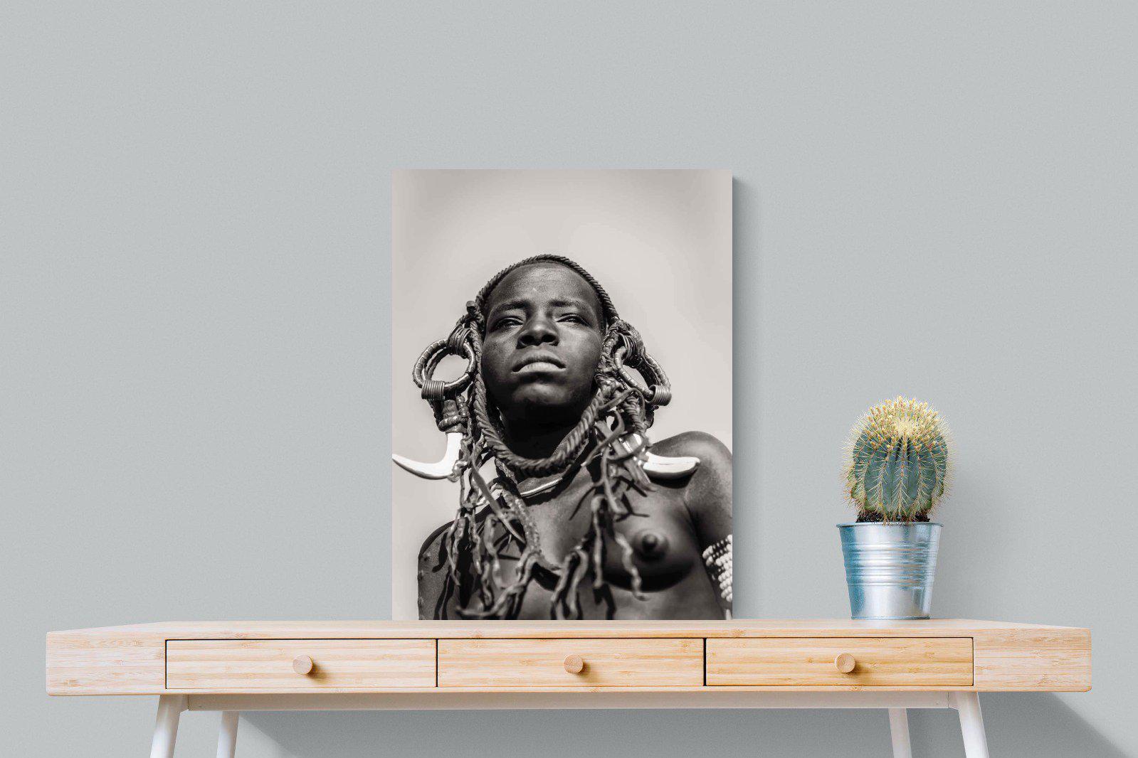 Mursi Woman-Wall_Art-60 x 80cm-Mounted Canvas-No Frame-Pixalot