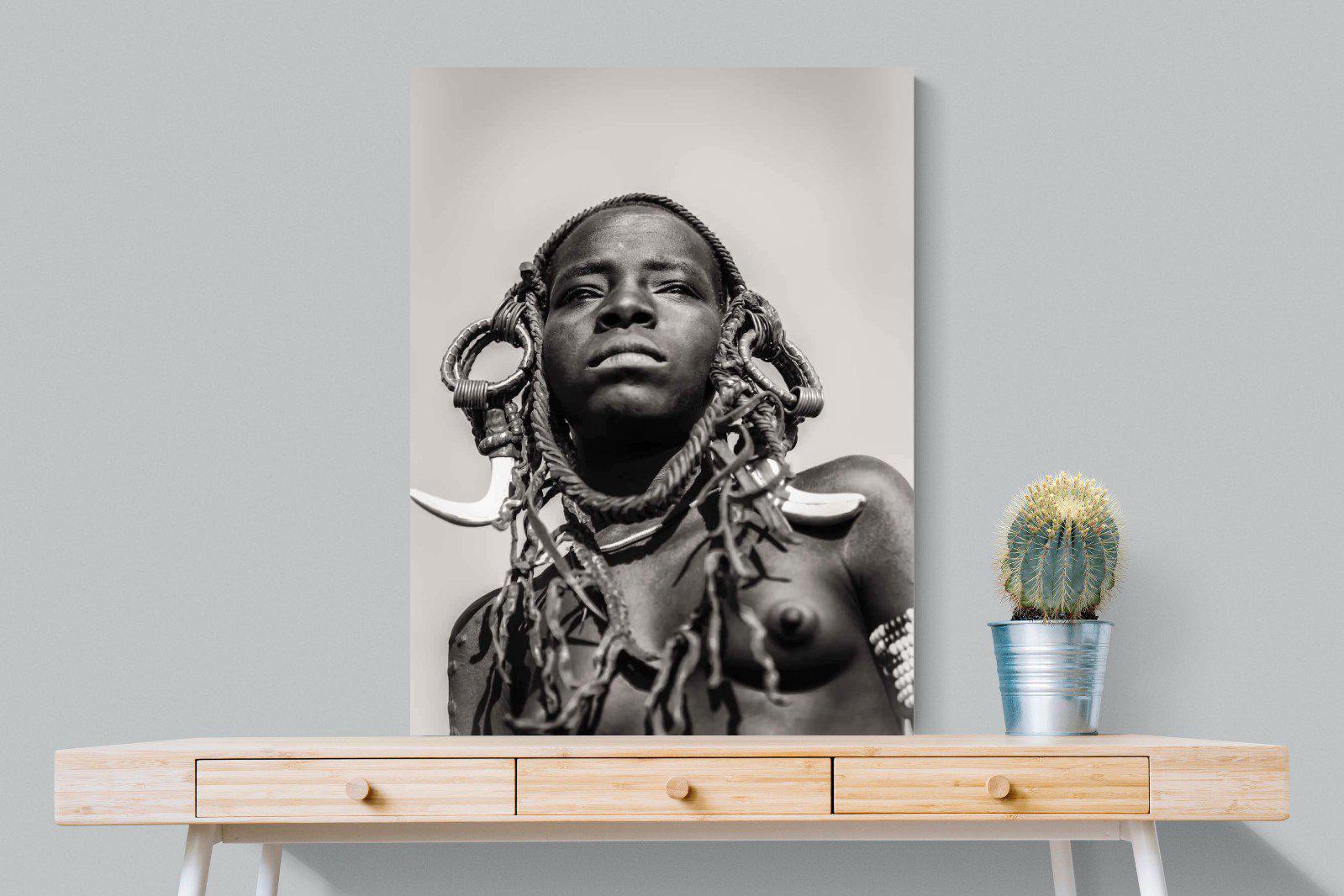 Mursi Woman-Wall_Art-75 x 100cm-Mounted Canvas-No Frame-Pixalot