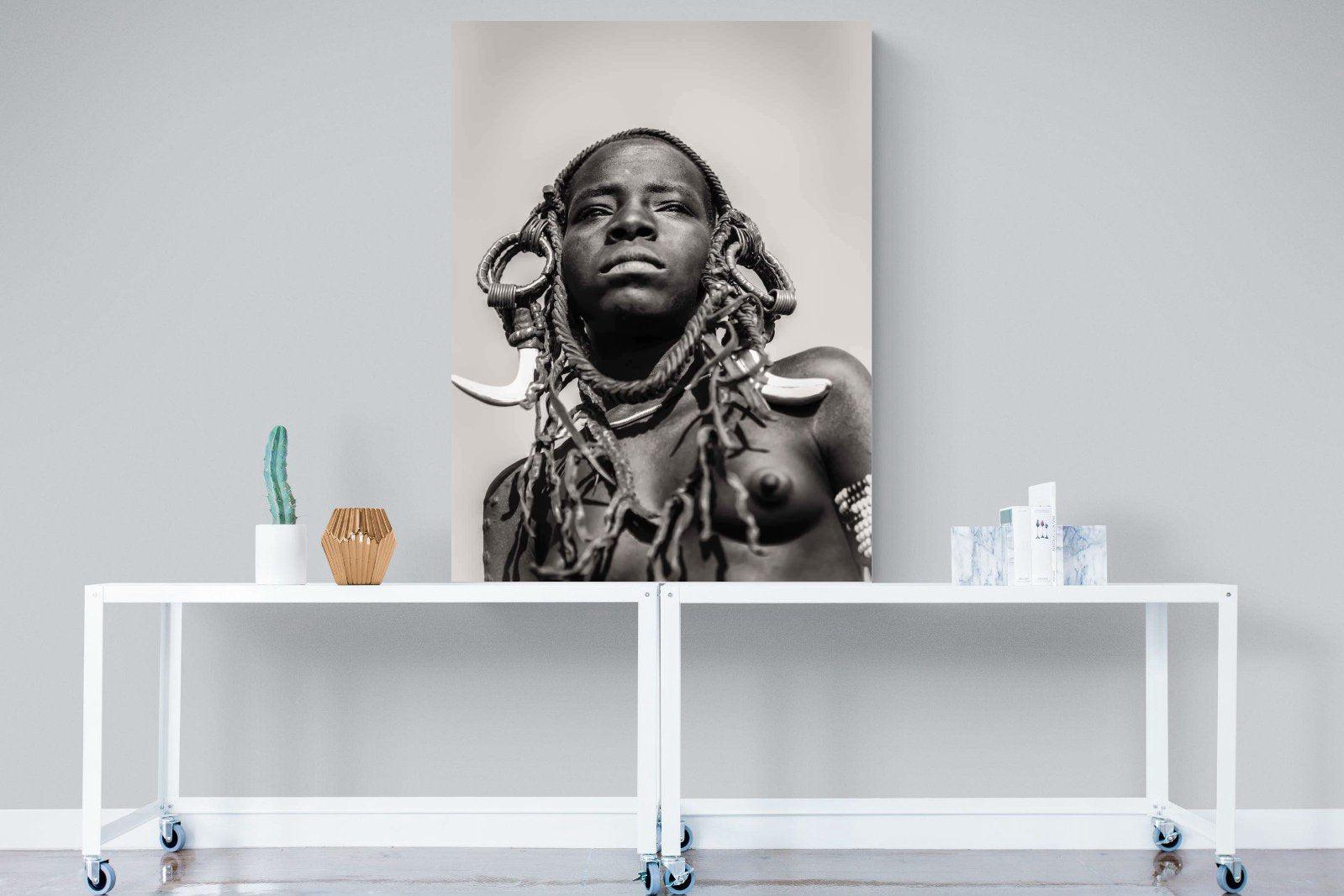 Mursi Woman-Wall_Art-90 x 120cm-Mounted Canvas-No Frame-Pixalot