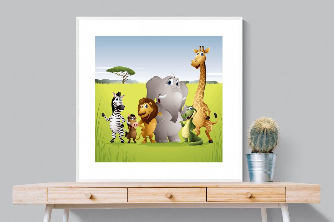 My African Buddies-Wall_Art-100 x 100cm-Framed Print-White-Pixalot