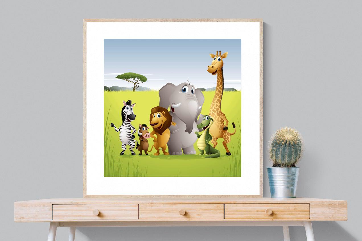 My African Buddies-Wall_Art-100 x 100cm-Framed Print-Wood-Pixalot