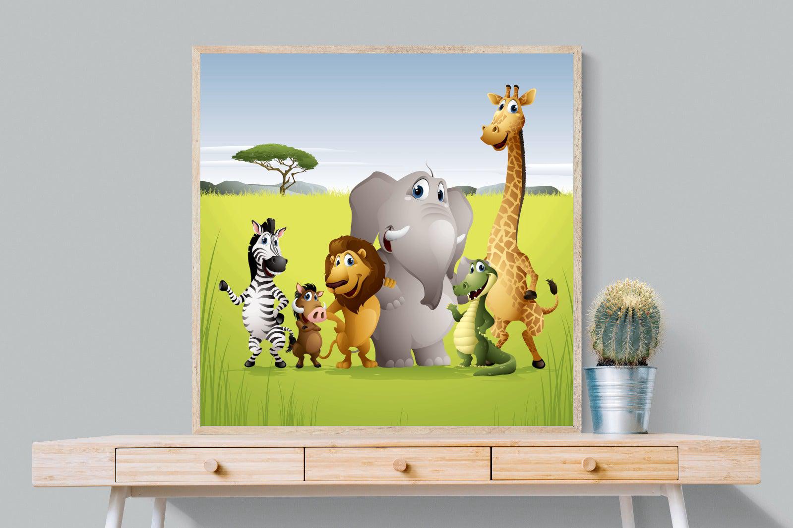 My African Buddies-Wall_Art-100 x 100cm-Mounted Canvas-Wood-Pixalot