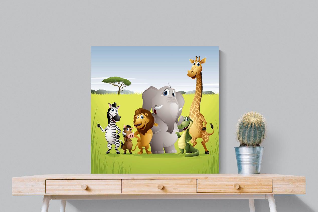 My African Buddies-Wall_Art-80 x 80cm-Mounted Canvas-No Frame-Pixalot